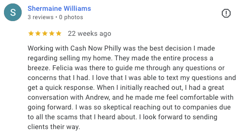 Google review from Shermaine Williams